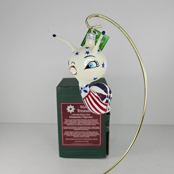 Slavic Treasures Patriotic Event Snail Ornament Figurine Handcrafted Blown Glass - Picture 2 of 9